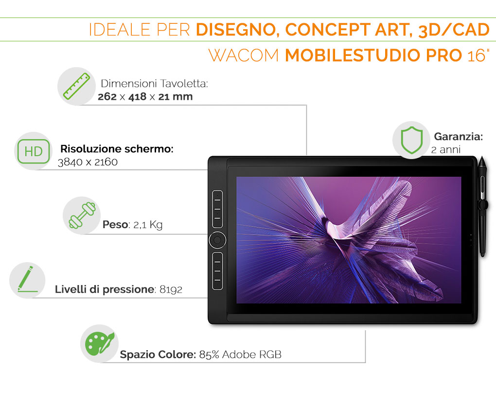 Wacom MobileStudio Pro ideale per disegno concept art 3D e CAD
